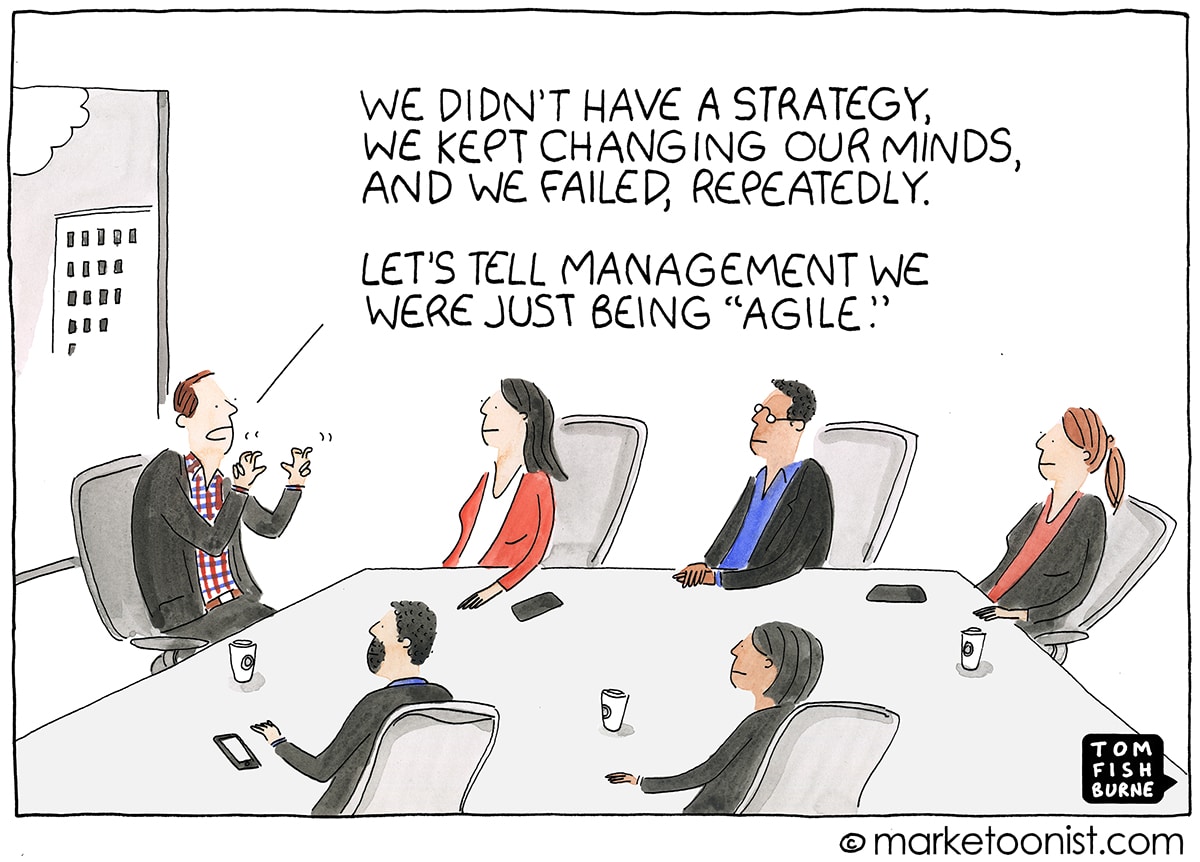 Agile marketing is not this example of unfocused and data-less marketing