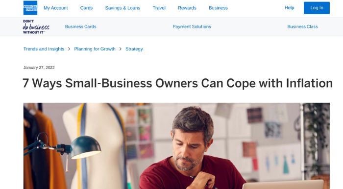 A blog post from American Express about small businesses dealing with inflation. 