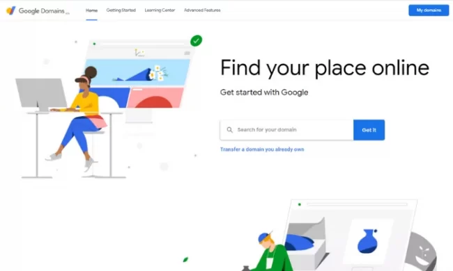 Google Domains main splash page for Best Domain Registrar