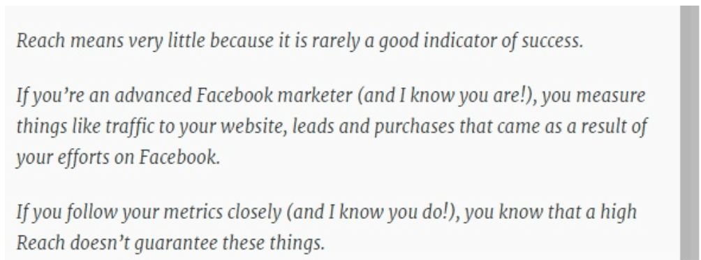 A quote from Jon Loomer on the value of Facebook organic reach.
