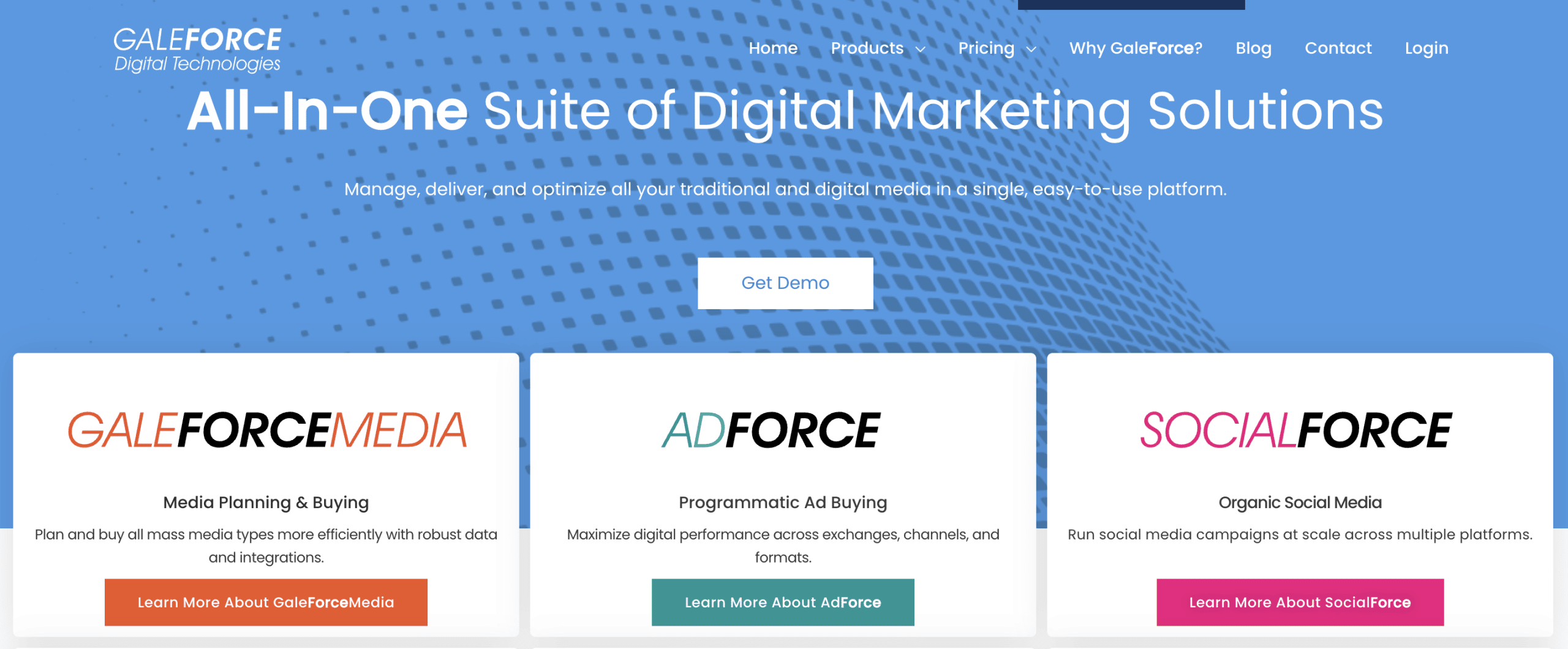 screen shot of galeforce digital solutions page 