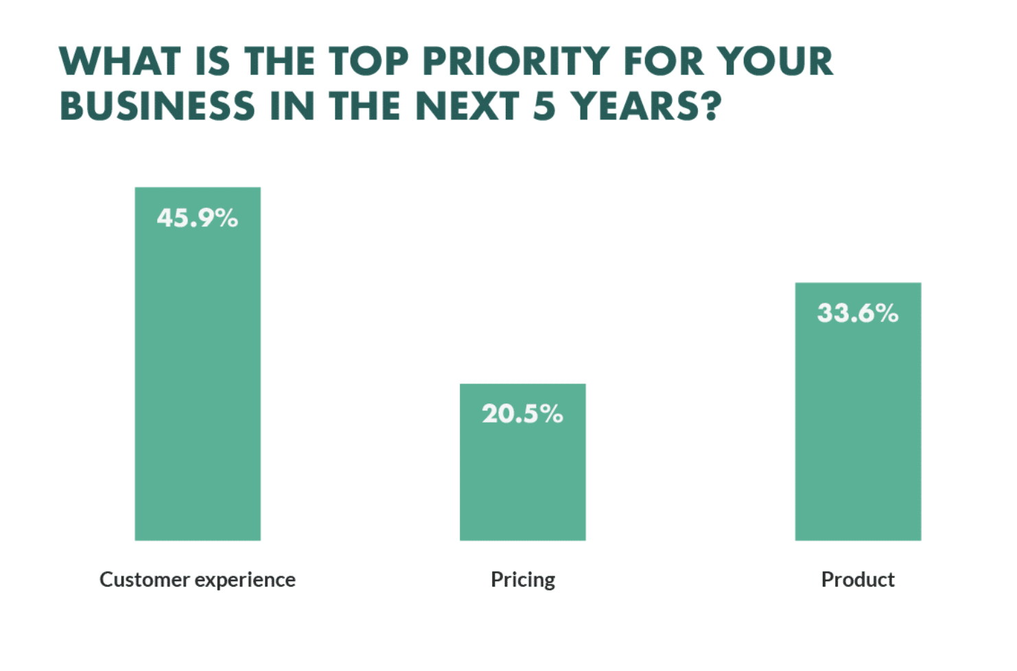 graph shows that customer experience is a top priority for businesses during the next 5 years