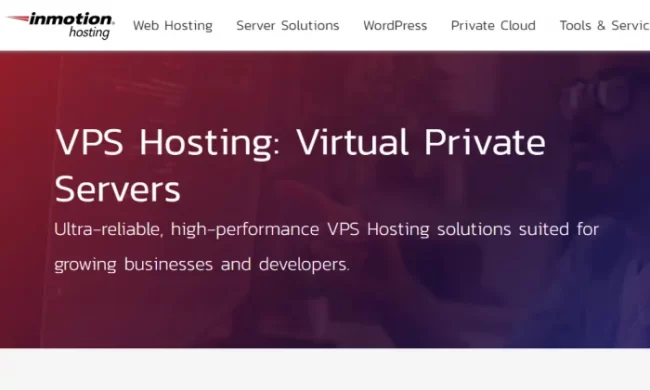 InMotion Hosting splash page for Best VPS Hosting