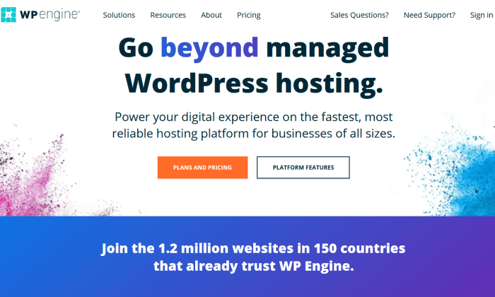 WP Engine splash page for Best WordPress Web Hosting